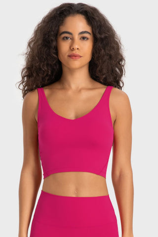 Shop Millennia Deep V-Neck Crop Sports Bra - High-Quality U.S. Made Women’s Fashion with Free Fast Shipping