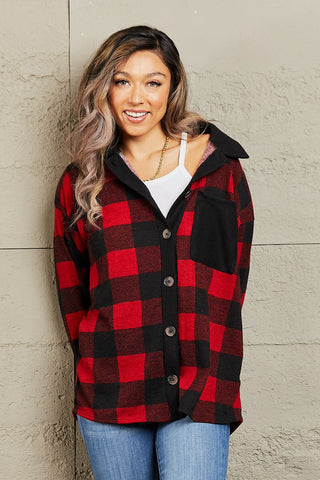 Shop Heimish Make It Last Full Size Contrast Plaid Shacket - High-Quality U.S. Made Women’s Fashion with Free & Fast Shipping