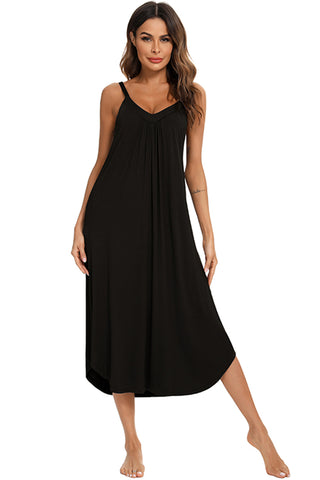 Shop V-Neck Midi Lounge Dress - High-Quality U.S. Made Women’s Fashion with Free Fast Shipping