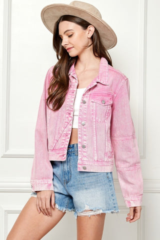 Shop Veveret Button Up Cropped Denim Jacket - High-Quality U.S. Made Women’s Fashion with Free & Fast Shipping