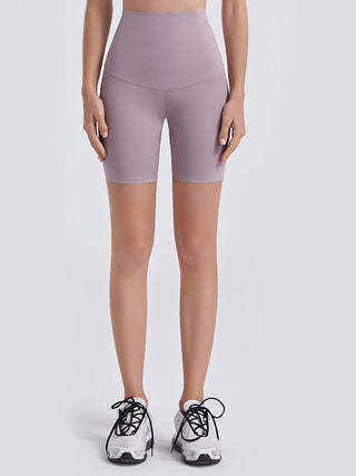 Shop Lilac Wide Waistband Sports Shorts - High-Quality U.S. Made Women’s Fashion with Free & Fast Shipping