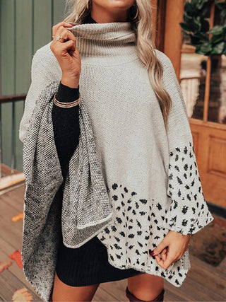 Shop Leopard Turtleneck Poncho - High-Quality U.S. Made Women’s Fashion with Free Fast Shipping