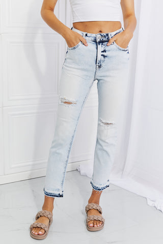 Shop Light RISEN Full Size Camille Acid Wash Crop Straight Jeans - High-Quality U.S. Made Women’s Fashion with Free & Fast Shipping