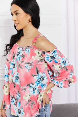 Shop Sew In Love Full Size Fresh Take Floral Cold-Shoulder Top - High-Quality U.S. Made Women’s Fashion with Free & Fast Shipping