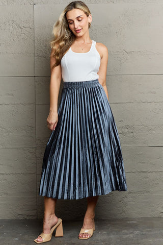 Shop Ninexis Accordion Pleated Flowy Midi Skirt - High-Quality U.S. Made Women’s Fashion with Free & Fast Shipping