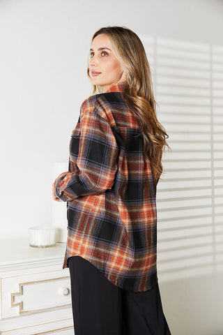 Shop Plaid Dropped Shoulder Shirt - High-Quality U.S. Made Women’s Fashion with Free & Fast Shipping