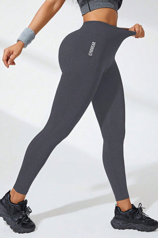 Shop Dark Gray High Waist Active Leggings - High-Quality U.S. Made Women’s Fashion with Free & Fast Shipping