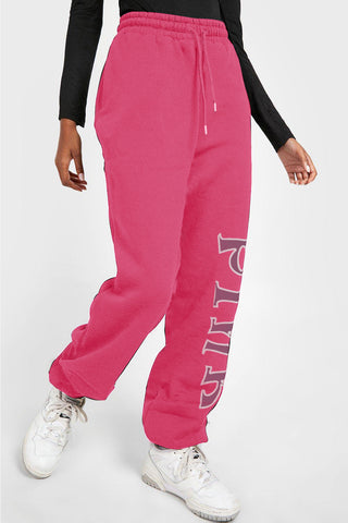 Shop Simply Love Full Size PINK Graphic Sweatpants - High-Quality U.S. Made Women’s Fashion with Free Fast Shipping