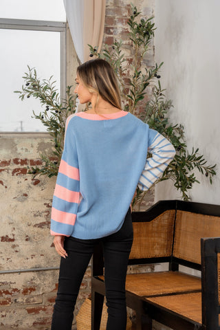 Shop Sew In Love Full Size Striped Dropped Shoulder Sweater - High-Quality U.S. Made Women’s Fashion with Free & Fast Shipping