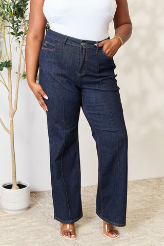 Shop Dark Judy Blue Full Size High Waist Wide Leg Jeans - High-Quality U.S. Made Women’s Fashion with Free & Fast Shipping