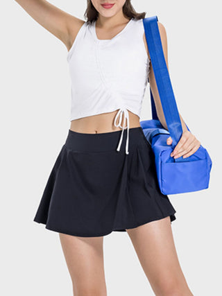 Shop Millennia Drawstring Ruched Wide Strap Active Tank - High-Quality U.S. Made Women’s Fashion with Free & Fast Shipping