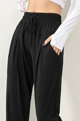 Shop Drawstring High Waist Active Pants - High-Quality U.S. Made Women’s Fashion with Free & Fast Shipping