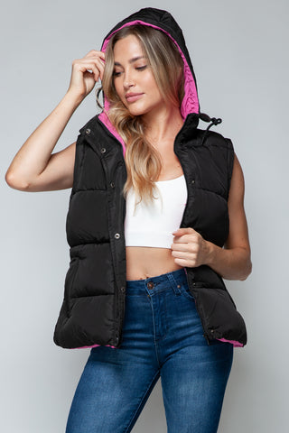 Shop Snobbish Snap and Zip Closure Hooded Vest - High-Quality U.S. Made Women’s Fashion with Free Fast Shipping