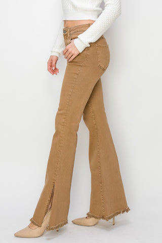 Shop RISEN Bailey Full Size High Waist Side Slit Flare Jeans - High-Quality U.S. Made Women’s Fashion with Free & Fast Shipping