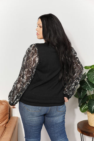 Shop And The Why Full Size Foil Printed Sleeve Top - High-Quality U.S. Made Women’s Fashion with Free & Fast Shipping