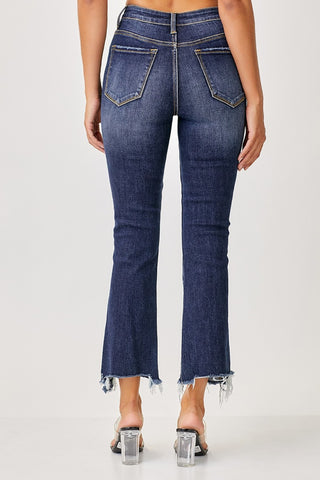 Shop Risen Full Size Frayed Hem Cropped Straight Jeans - High-Quality U.S. Made Women’s Fashion with Free & Fast Shipping