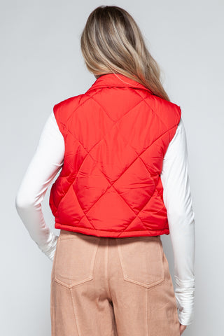 Shop Snobbish Snap Down Quilted Crop Vest - High-Quality U.S. Made Women’s Fashion with Free Fast Shipping