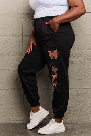 Shop Simply Love Full Size Butterfly Graphic Sweatpants - High-Quality U.S. Made Women’s Fashion with Free Fast Shipping