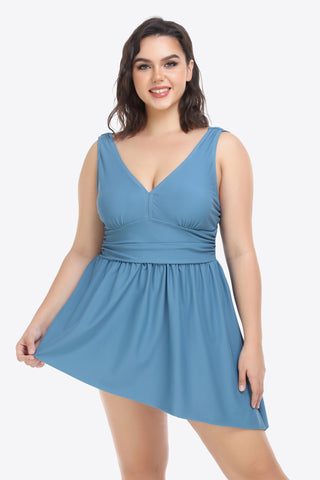 Shop Plus Size Plunge Sleeveless Two-Piece Swimsuit - High-Quality U.S. Made Women’s Fashion with Free Fast Shipping