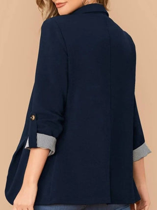 Shop Lapel Collar Roll-Tab Sleeve Blazer - High-Quality U.S. Made Women’s Fashion with Free & Fast Shipping