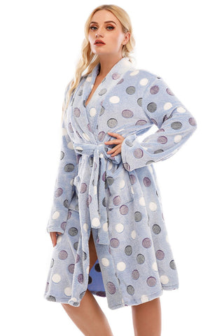 Shop Plus Size Printed Tie Waist Robe with Pocket - High-Quality U.S. Made Women’s Fashion with Free Fast Shipping