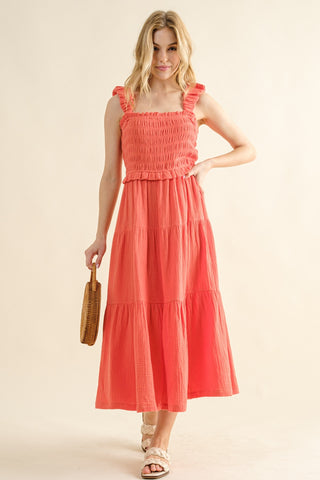 Shop Camellia And The Why Smocked Ruffled Tiered Dress - High-Quality U.S. Made Women’s Fashion with Free & Fast Shipping