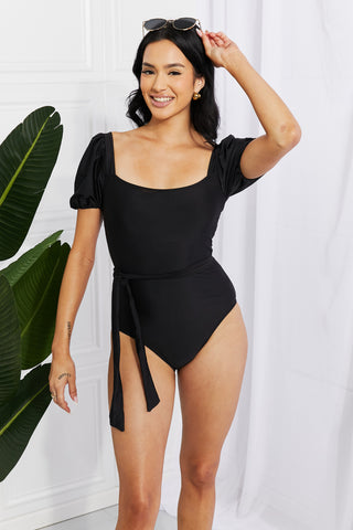 Shop Marina West Swim Salty Air Puff Sleeve One-Piece in Black - High-Quality U.S. Made Women’s Fashion with Free Fast Shipping