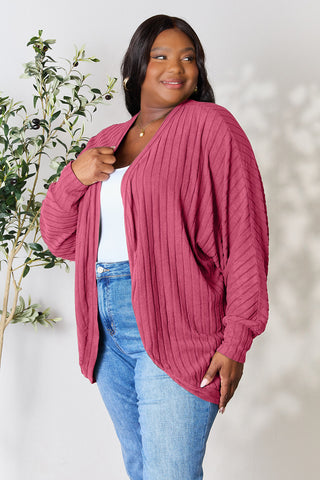 Shop Basic Bae Full Size Ribbed Cocoon Cardigan - High-Quality U.S. Made Women’s Fashion with Free & Fast Shipping