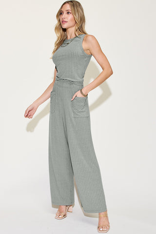 Shop Basic Bae Full Size Ribbed Tank and Wide Leg Pants Set - High-Quality U.S. Made Women’s Fashion with Free Fast Shipping