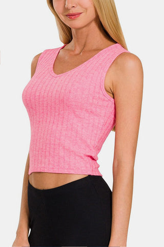 Shop Zenana Ribbed Cropped Tank - High-Quality U.S. Made Women’s Fashion with Free Fast Shipping