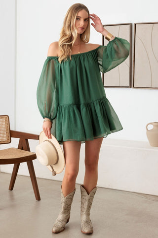 Shop Le Lis Organza Off Shoulder Puff Sleeve Mini Dress - High-Quality U.S. Made Women’s Fashion with Free & Fast Shipping