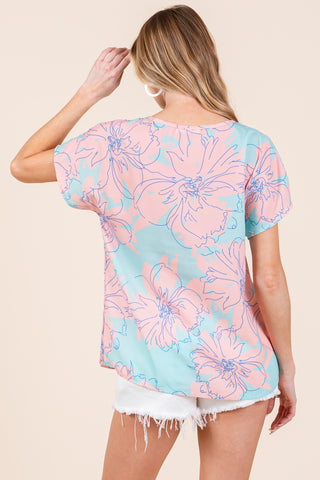 Shop BOMBOM Floral Short Sleeve T-Shirt - High-Quality U.S. Made Women’s Fashion with Free & Fast Shipping