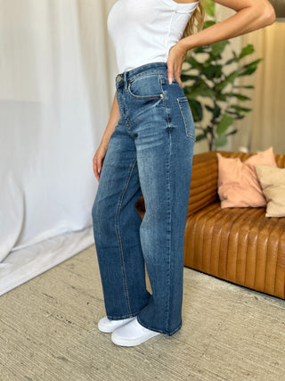 Shop RFM Full Size High Rise Tummy Control Wide Leg Jeans - High-Quality U.S. Made Women’s Fashion with Free Fast Shipping