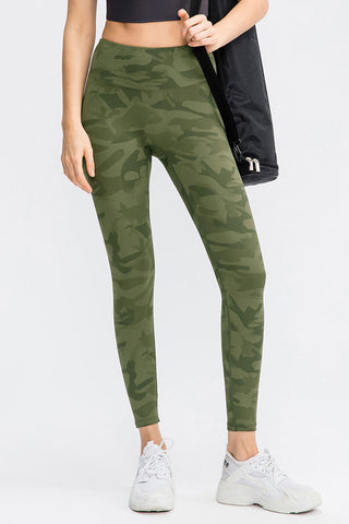 Shop Green Camouflage High Waist Active Leggings - High-Quality U.S. Made Women’s Fashion with Free & Fast Shipping