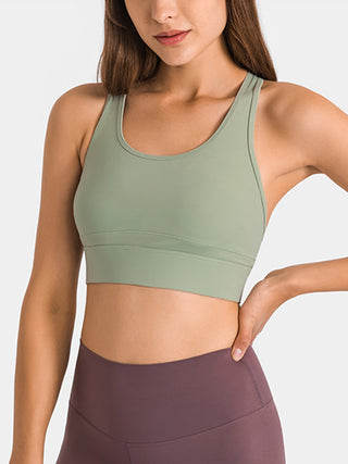 Shop Light Green Millennia Double Take Round Neck Racerback Cropped Tank - High-Quality U.S. Made Women’s Fashion with Free & Fast Shipping