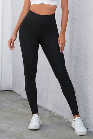 Shop Crisscross Detail Wide Waistband Leggings - High-Quality U.S. Made Women’s Fashion with Free & Fast Shipping