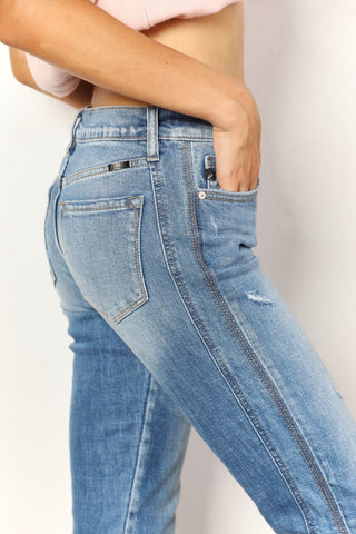 Shop Kancan Full Size Mid Rise Slim Boyfriend Jeans - High-Quality U.S. Made Women’s Fashion with Free & Fast Shipping