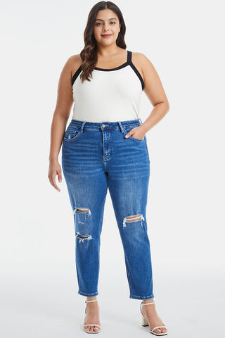 Shop BAYEAS Full Size Distressed High Waist Mom Jeans - High-Quality U.S. Made Women’s Fashion with Free Fast Shipping