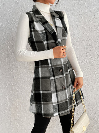 Shop Honey Plaid Button Up Vest Coat - High-Quality U.S. Made Women’s Fashion with Free Fast Shipping