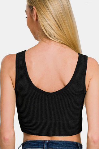 Shop Zenana Ribbed Seamless Tank with Pads - High-Quality U.S. Made Women’s Fashion with Free & Fast Shipping