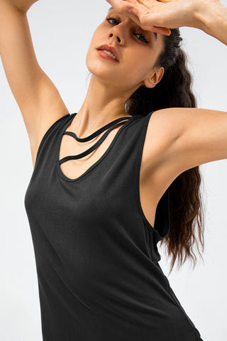 Shop Cutout Reversible Active Tank - High-Quality U.S. Made Women’s Fashion with Free & Fast Shipping