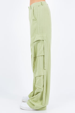 Shop American Bazi Linen Wide Leg Cargo Pants - High-Quality U.S. Made Women’s Fashion with Free & Fast Shipping