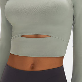 Shop Millennia Long Sleeve Cropped Top With Sports Strap - High-Quality U.S. Made Women’s Fashion with Free & Fast Shipping