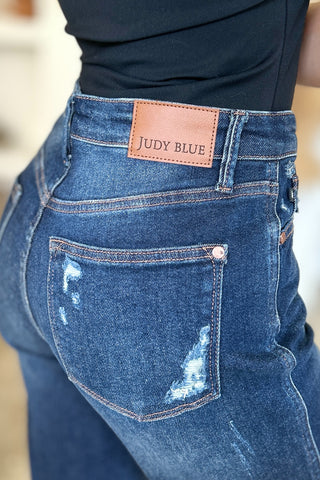 Shop Judy Blue Full Size High Waist Rigid Magic Heavy Destroy Straight Jeans - High-Quality U.S. Made Women’s Fashion with Free & Fast Shipping