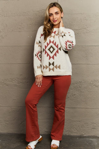 Shop HEYSON Cozy Sunday Aztec Fuzzy Sweater - High-Quality U.S. Made Women’s Fashion with Free Fast Shipping