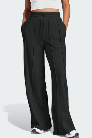 Shop Black Drawstring Wide Leg Active Pants - High-Quality U.S. Made Women’s Fashion with Free & Fast Shipping