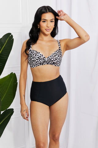 Shop Marina West Swim Take A Dip Twist High-Rise Bikini in Leopard - High-Quality U.S. Made Women’s Fashion with Free Fast Shipping