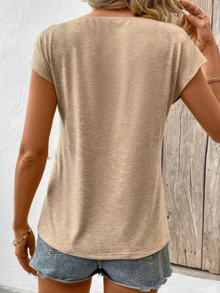 Shop V-Neck Short Sleeve T-Shirt - High-Quality U.S. Made Women’s Fashion with Free & Fast Shipping