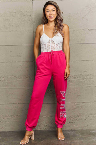 Shop Simply Love Full Size PINK Graphic Sweatpants - High-Quality U.S. Made Women’s Fashion with Free Fast Shipping