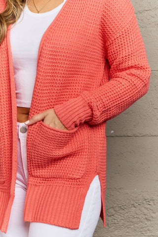 Shop Zenana Bright & Cozy Full Size Waffle Knit Cardigan - High-Quality U.S. Made Women’s Fashion with Free & Fast Shipping